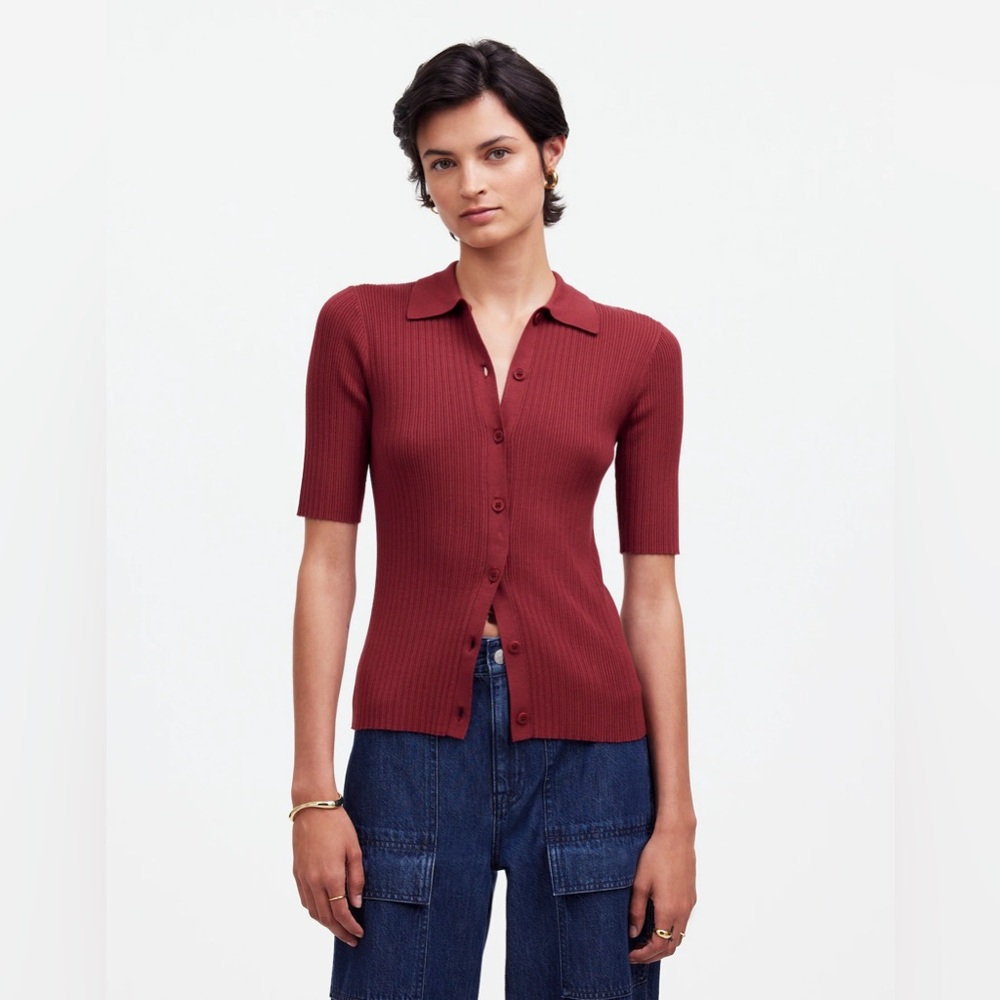NWT Madewell The Signature Knit Sweater Polo Tee